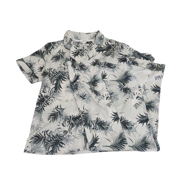 Nicole Miller Womens T L ropical Leaf Print Short Sleeve Button-Up pj set 2522 - Picture 1 of 11